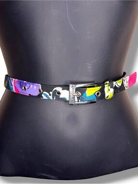Vintage 90s Era Floral Multicolored Belt Adjustable Fit Colorful Small